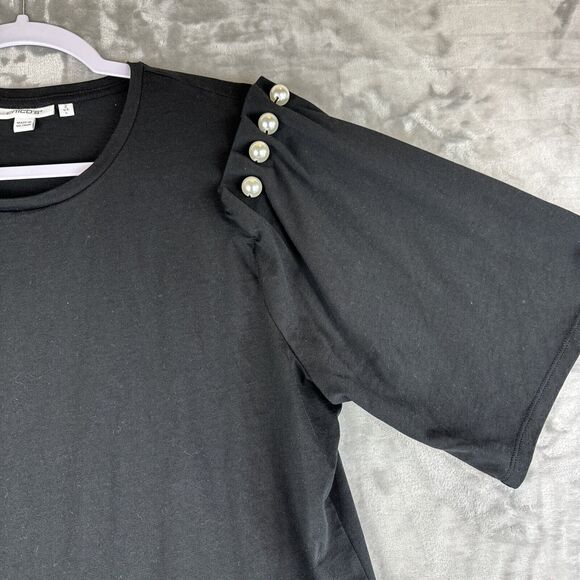 Chicos Shirt Womens 2 Large Black Pearl Shoulders Short Sleeve Stretch‎ (0769) - Picture 3 of 9